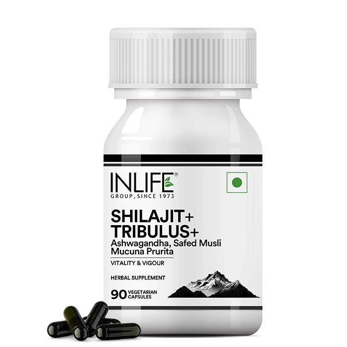 Inlife Shilajit+ Tribulus+ for Men and Women - 90 Veg. Capsules.