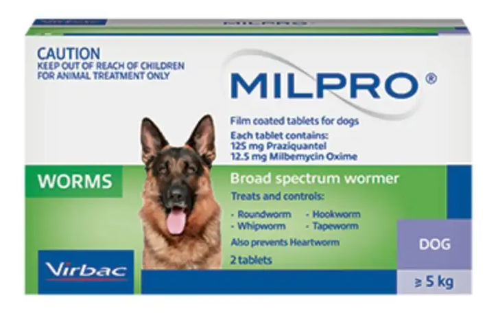 Milpro Allwormer Tablet for Dogs 2pk.
