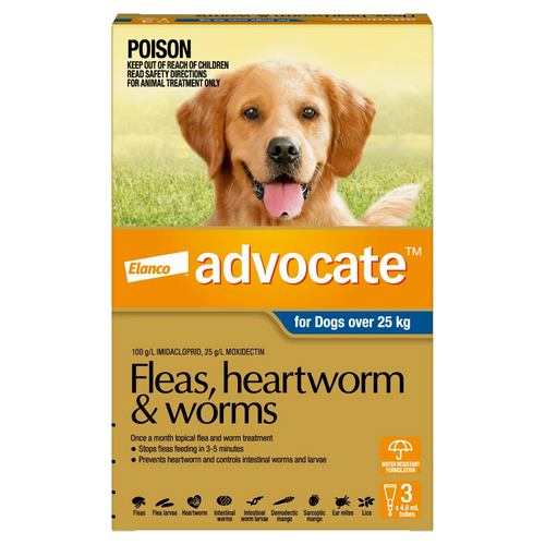 Advocate Blue Spot-On Flea & Worming Treatment 25kg+ Dog.