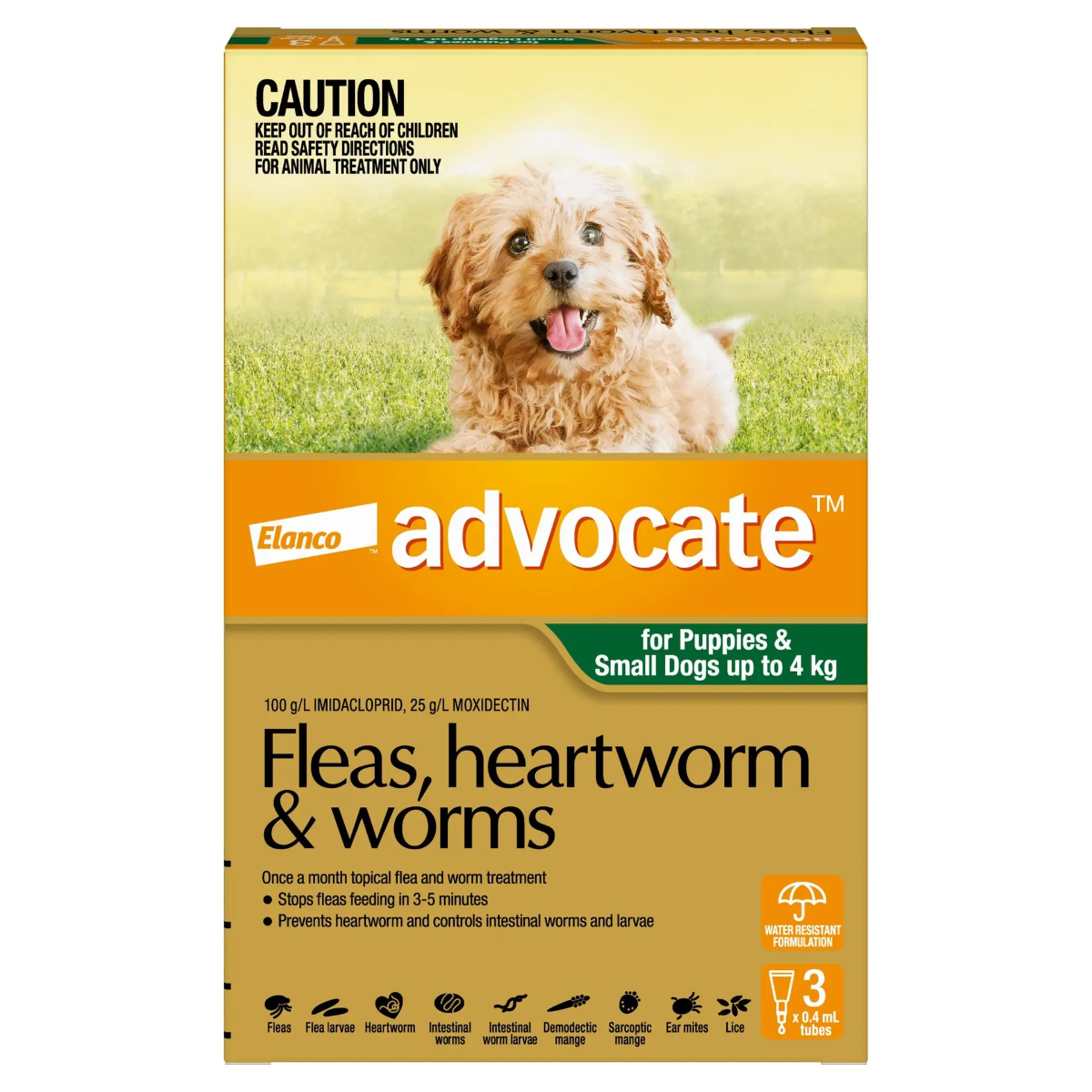Advocate Green Spot-On Flea & Worming Treatment <4kg Dog.