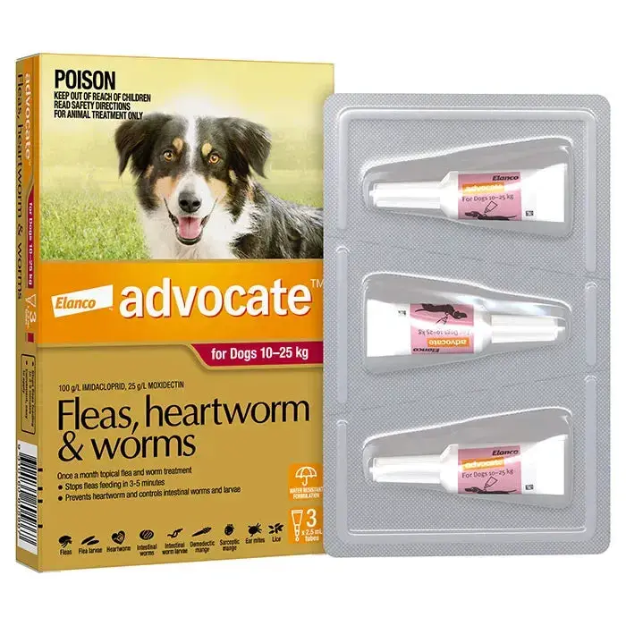 Advocate Red Spot-On Flea & Worming Treatment 10-25kg Dog.