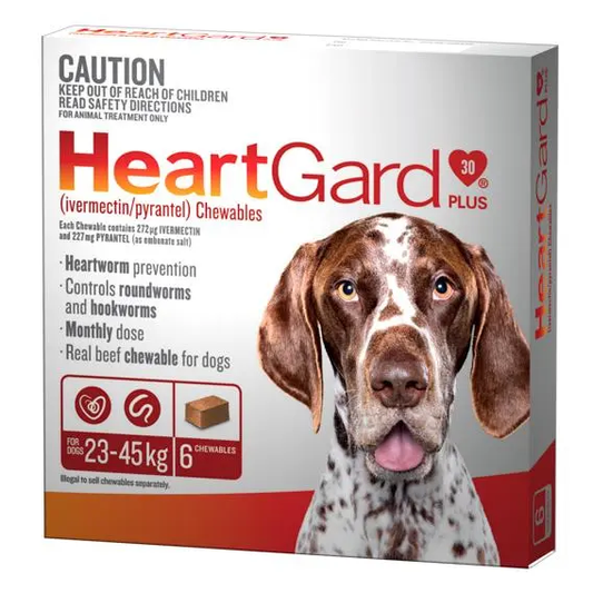 Heartgard Plus Worming Treatment 23-45kg Dog 6 Pack.