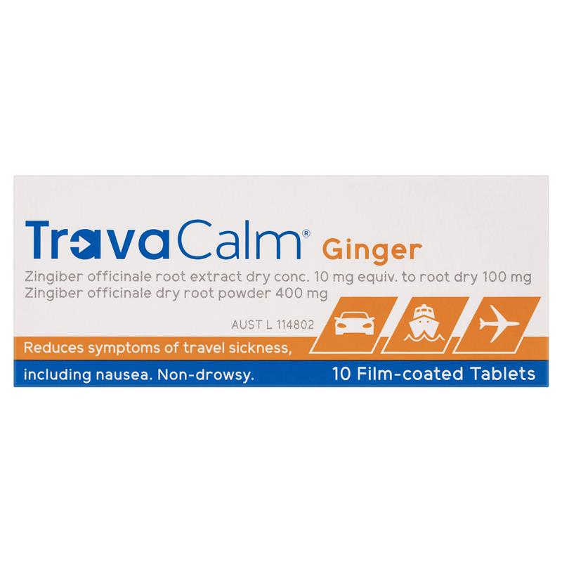 Travacalm Ginger 10 Tablets.