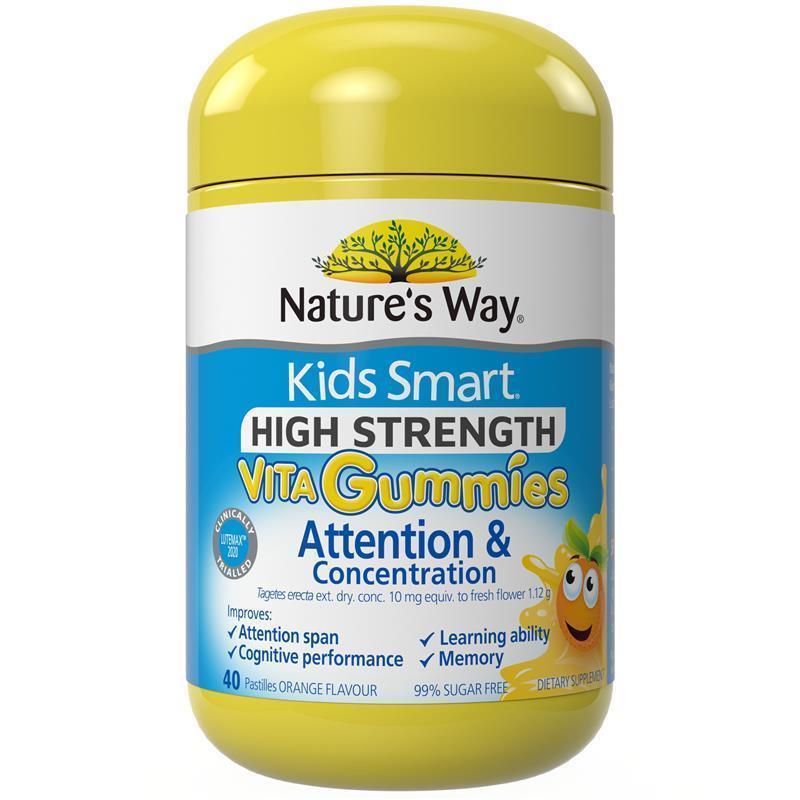 Natures Way Kids Smart Vita Gummies High Strength Attention & Concentration 40 Pastilles
