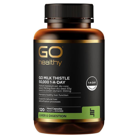 Go Healthy Milk Thistle 50000mg 1-A-Day 120 Vege Capsules Exclusive Size