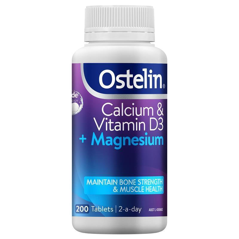 Ostelin Calcium & Vitamin D3 + Magnesium 200 Tablets.