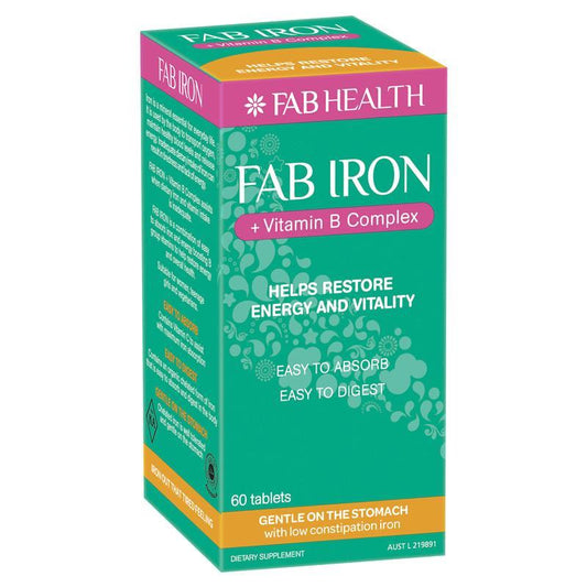 Fab Iron + Vitamin B Complex 60 Tablets.