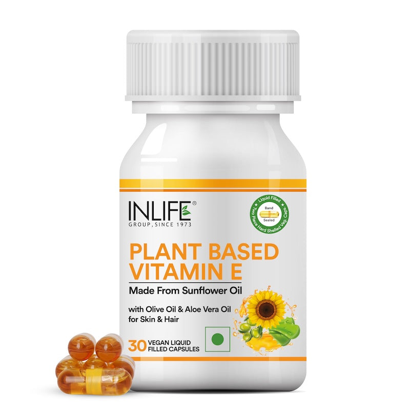 Inlife Plant Based Natural Vitamin E Capsules, Sunflower, Olive & Aloe Vera Oils | 30 Capsules.