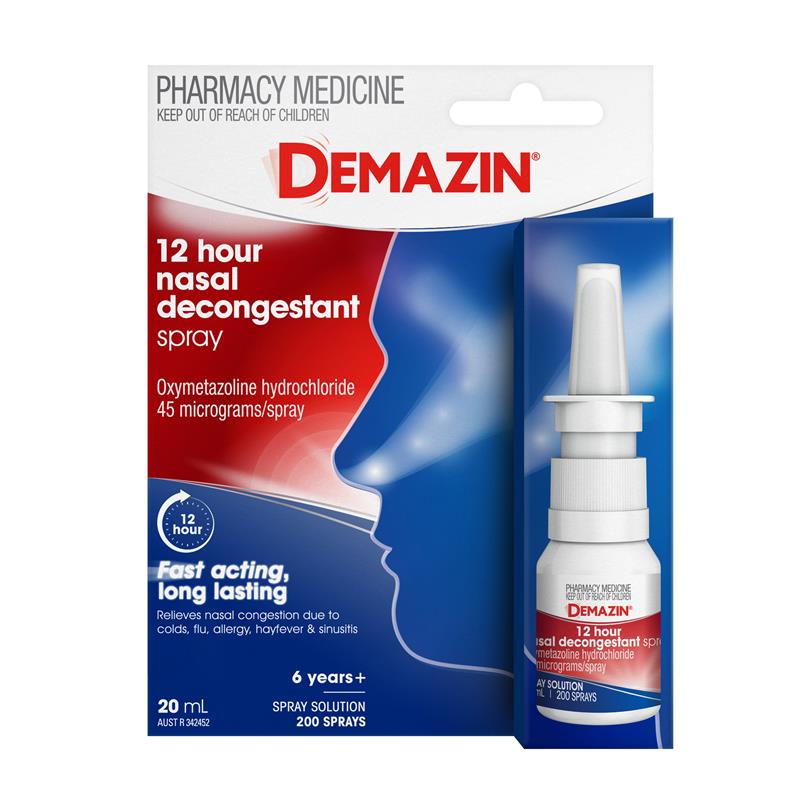 Demazin 12 Hour Relief Nasal Decongestant Spray 20ml.