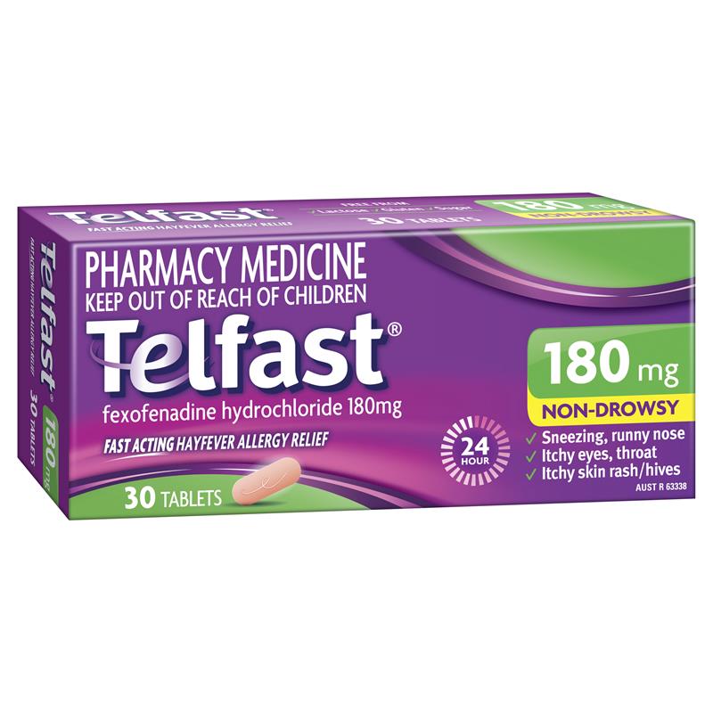 Telfast 180mg Tablets Antihistamine 30 Tablets.