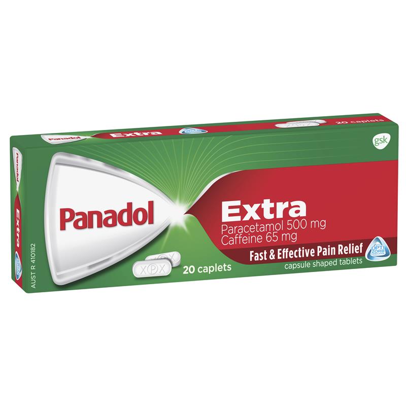 Panadol Extra (Paracetamol & Caffeine) 20 Caplets.