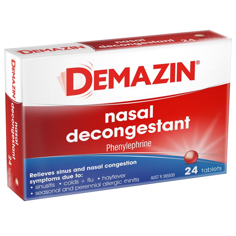 Demazin Nasal Decongestant 24 Tablets.