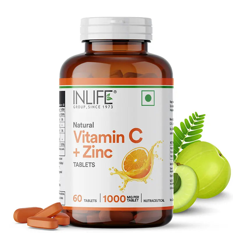 Inlife Natural Vitamin C Amla Extract with Zinc Supplement| 60 Tablets.