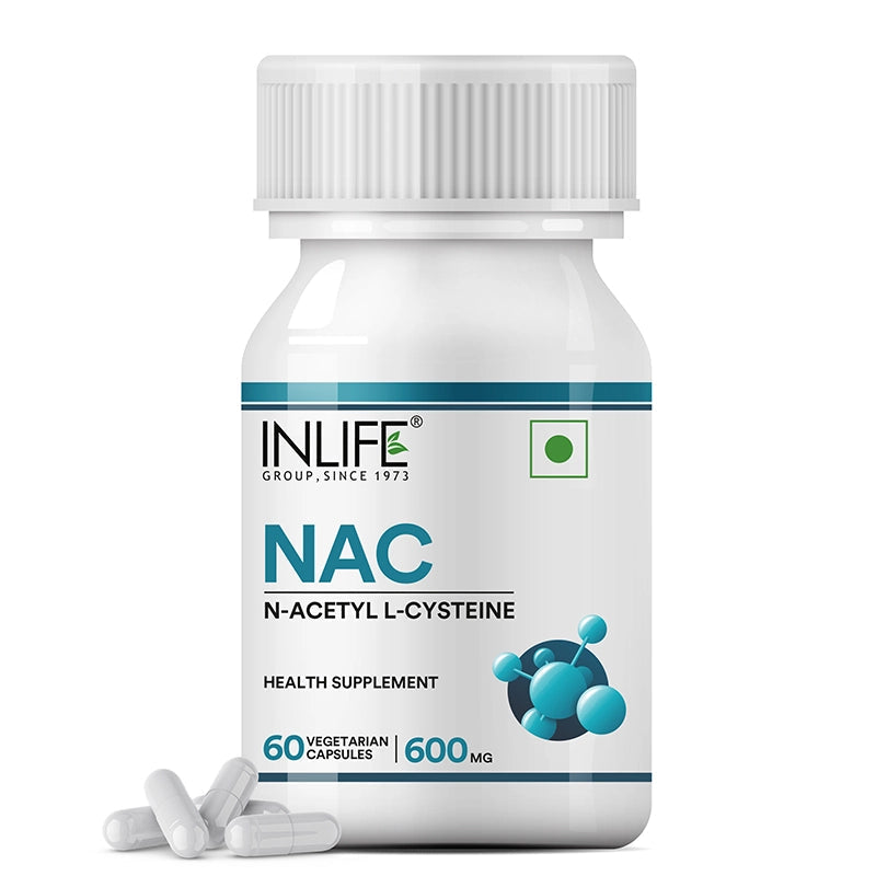 Inlife N Acetyl Cysteine NAC Supplement 600mg | Supports Liver & Respiratory Health | 60 Veg. Capsules.