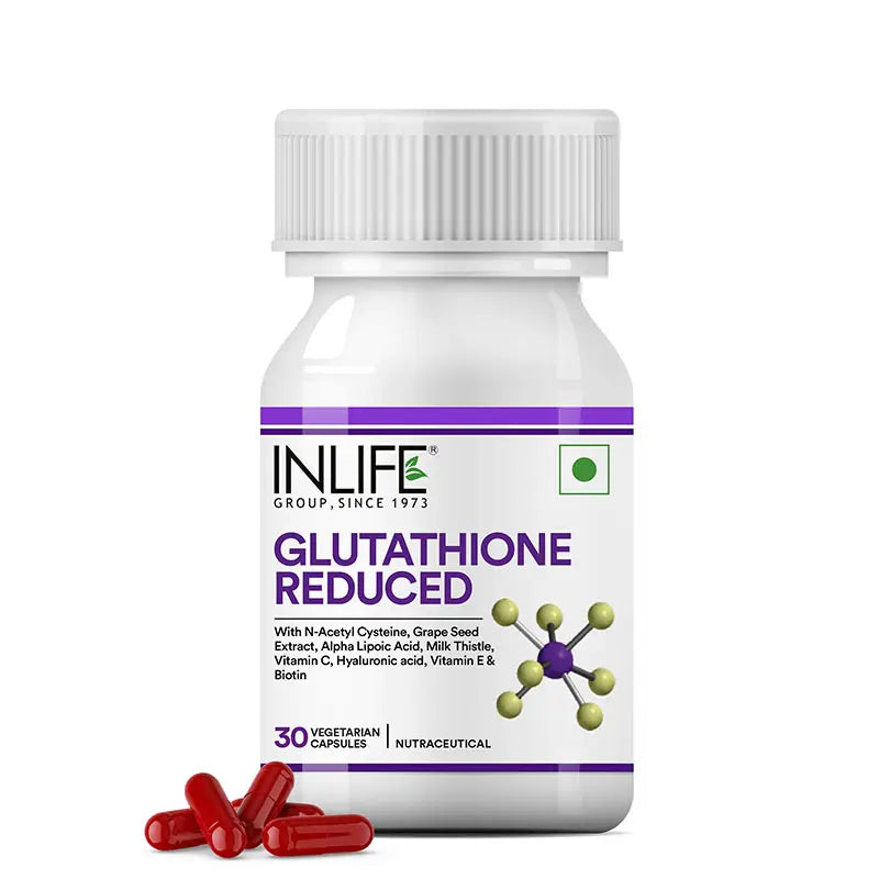 Inlife L-Glutathione Reduced Supplement | 30 Veg. Capsules.
