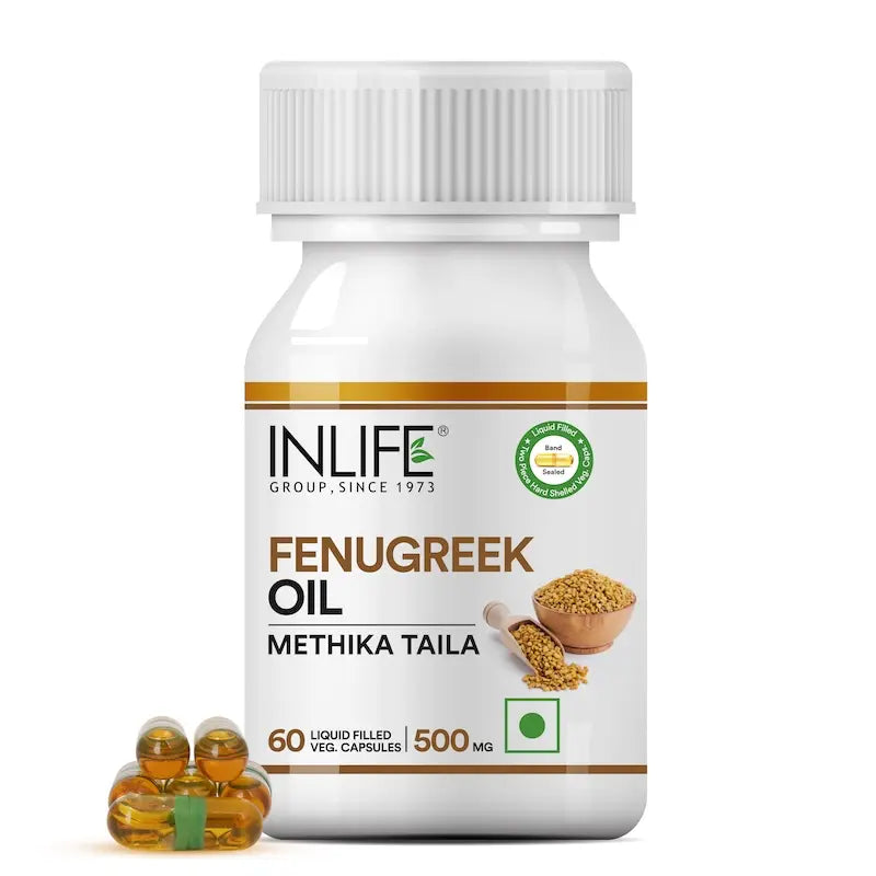 Inlife Fenugreek Oil Supplement | 500mg | 60 Veg. Capsules.