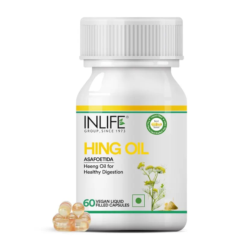 Inlife Hing Oil Capsules (Asafoetida) Supplement, 15mg | 60 Veg. Capsules.