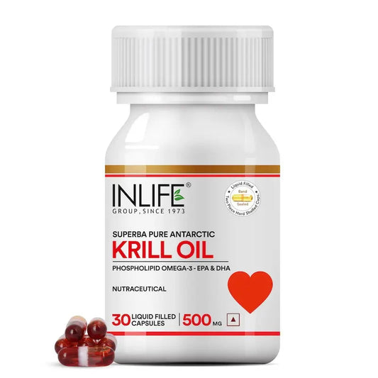 Inlife Krill Oil Omega 3 Fatty Acid Supplement | 500mg |30 Capsules.