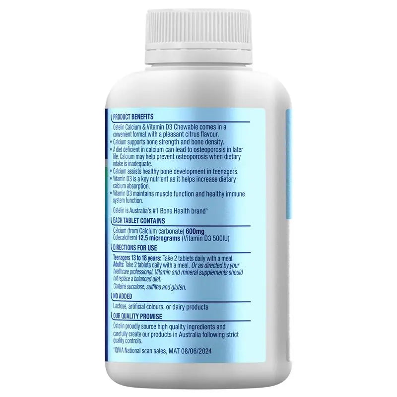 Ostelin Vitamin D3 & Calcium 120 Chewable Tablets Citrus Flavour