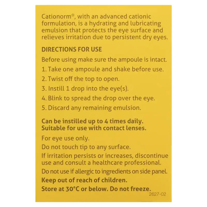 Cationorm Preservative Free Eye Drops 0.4ml x 30 Vials