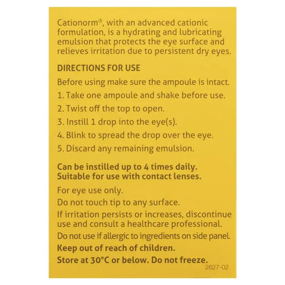 Cationorm Preservative Free Eye Drops 0.4ml x 30 Vials