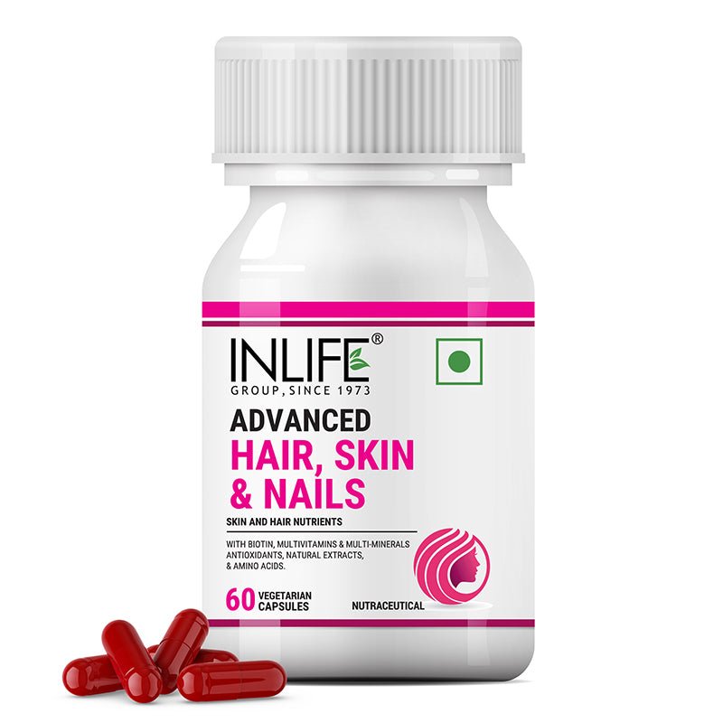 Inlife Advanced Hair, Skin & Nails Supplement | 60 Vegetarian Capsules.