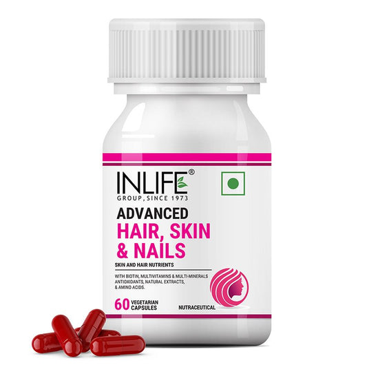 Inlife Advanced Hair, Skin & Nails Supplement | 60 Vegetarian Capsules.