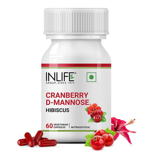 Inlife Cranberry 400mg D-Mannose 400mg, Hibiscus 200mg Supplement - 60 Capsules.