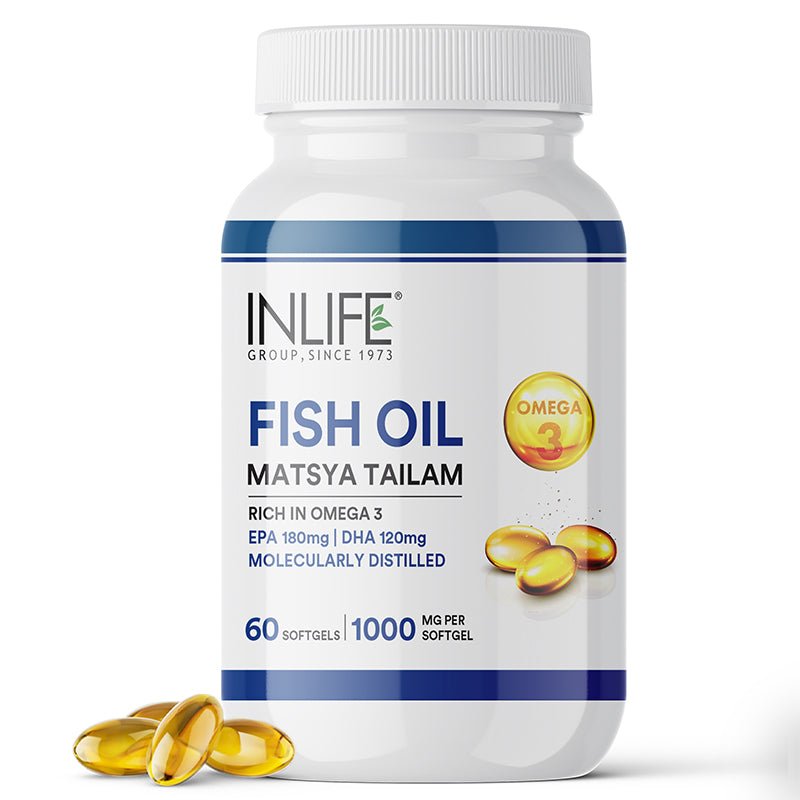 Inlife Fish Oil Capsules Omega 3 Supplement | 1000mg | 60 Softgels.