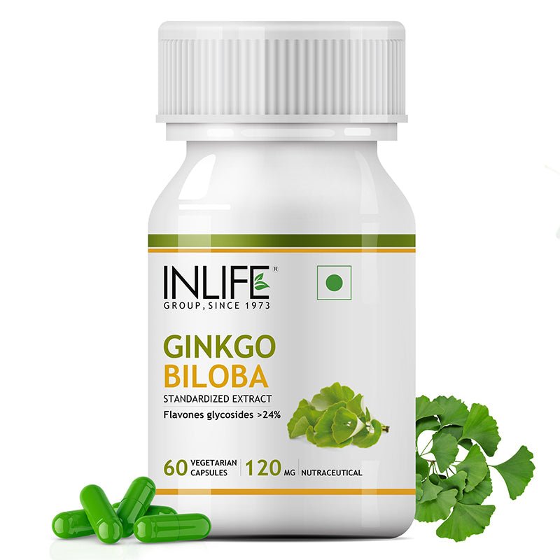 Inlife Ginkgo Biloba Supplement, 120mg - 60 Veg. Capsules.