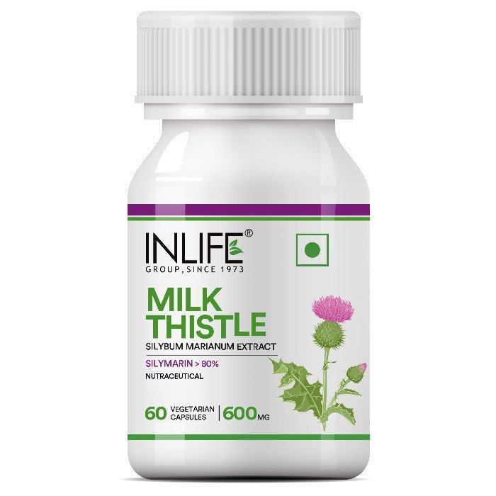 Inlife Milk Thistle Supplement (80% Silymarin) | 600mg | 60 Veg. Capsules.