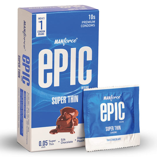 Manforce Epic Desire Super Thin Condom for Enhanced Pleasure | Silk Chocolate 10 Pack