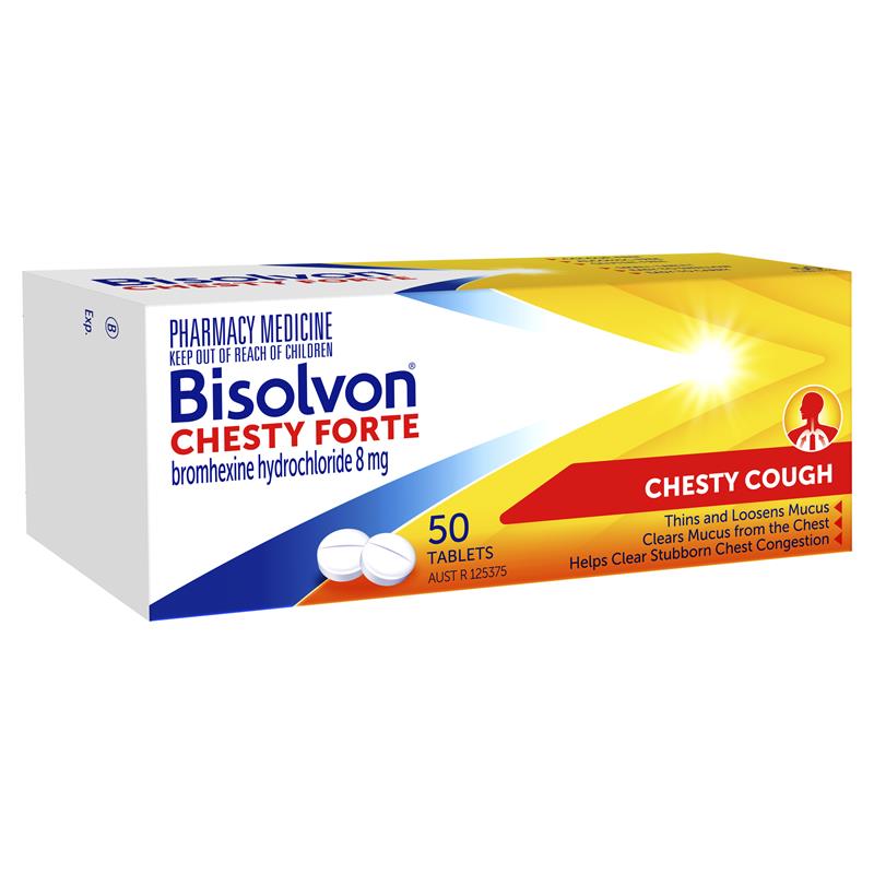 Bisolvon Chesty Forte Cough 50 Tablets.