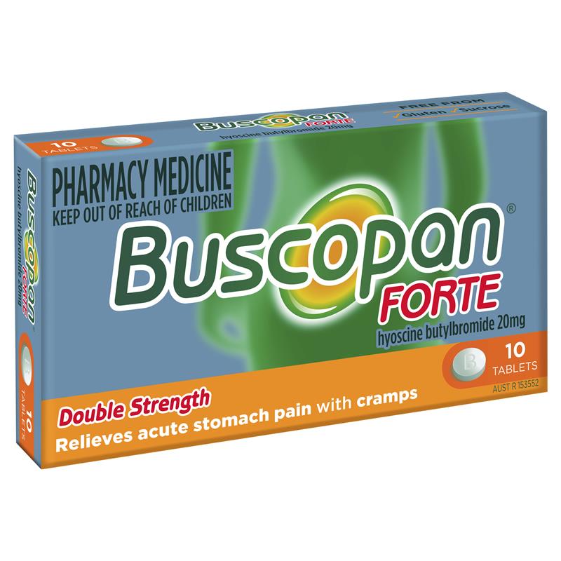 Buscopan Forte Stomach Cramps Pain Relief 20mg 10mg Tablets.