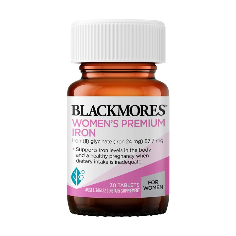 Blackmores Womens Premium Iron 30 Tablets (Iron (II) glycinate (iron 24 mg) 87.7 mg)