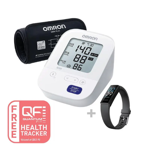 Omron HEM7156T Plus Blood Pressure Monitor + Bonus Quantum Fit Health Tracker.